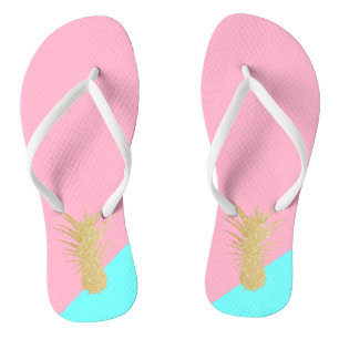 elegant zomergoud glitter pineappelroze munt teenslippers