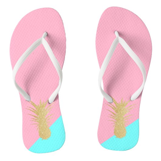 elegant zomergoud glitter pineappelroze munt teenslippers (Voetbed)
