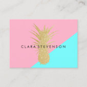 elegant zomergoud glitter pineappelroze munt visitekaartje (Voorkant)