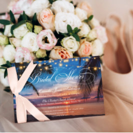 Elegant zomerpalm Sunset Beach Vrijgezellenfeest Kaart