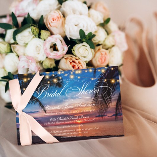 Elegant zomerpalm Sunset Beach Vrijgezellenfeest Kaart