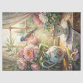 Elegant zomerraam met vogelroze pioenen tissuepapier (Voorkant)