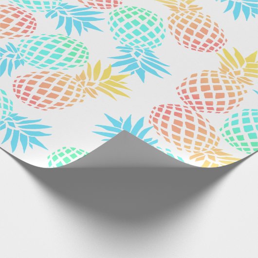 elegant zomers tropisch kleurrijk anananasseipatro cadeaupapier (Hoek)