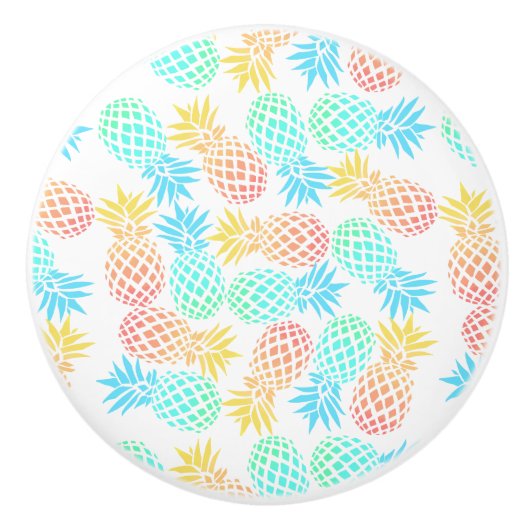 elegant zomers tropisch kleurrijk anananasseipatro keramische knop (Voorkant)