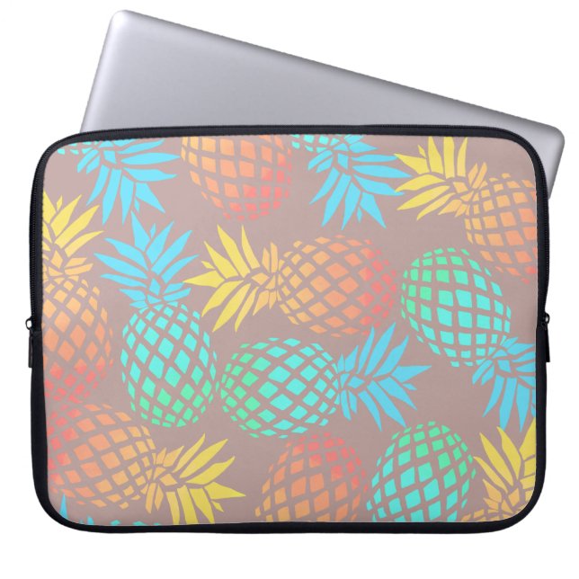 elegant zomers tropisch kleurrijk anananasseipatro laptop sleeve (Voorkant)