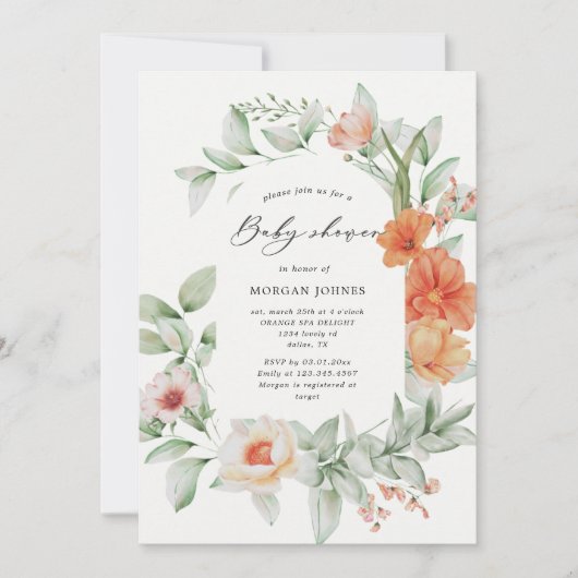 Elegant zomertuin bloemig Baby shower (Voorkant)