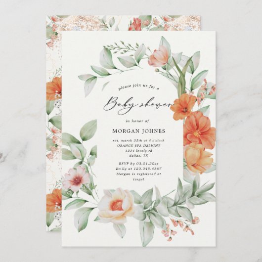 Elegant zomertuin bloemig Baby shower (Voorkant / Achterkant)