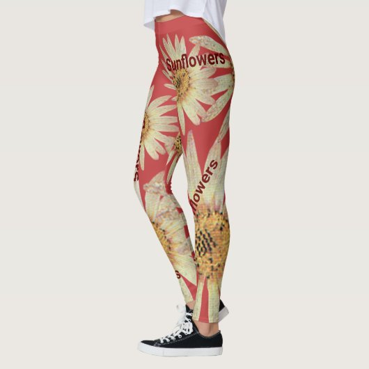 Elegant zomerzonnebloemen rood leggings (Links)