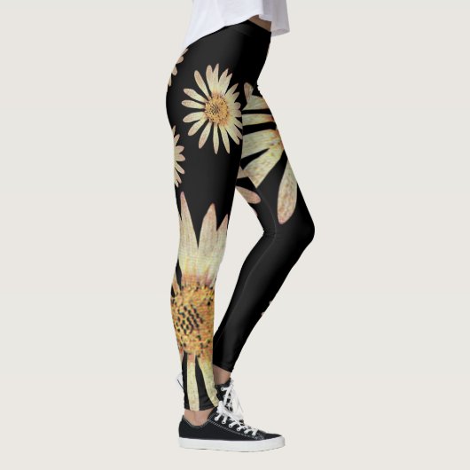 Elegant zomerzonnebloemen vriendin zwart leggings (Rechts)