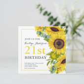 Elegant Zonnebloem 21ste verjaardagsfeest Kaart (Staand voorkant)