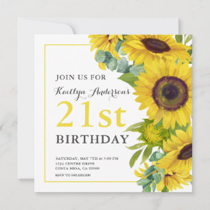 Elegant Zonnebloem 21ste verjaardagsfeest Kaart