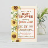 Elegant Zonnebloem Baby shower Kaart (Staand voorkant)