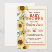 Elegant Zonnebloem Baby shower Kaart (Voorkant / Achterkant)