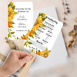 Elegant Zonnebloem Bloemen Bruiloft Programma Handwaaier