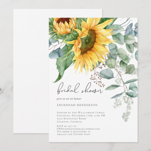 Elegant Zonnebloem Bloemen Vrijgezellenfeest Kaart (Voorkant / Achterkant)