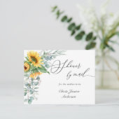 Elegant zonnebloem eucalyptus Baby shower per post Briefkaart (Staand voorkant)