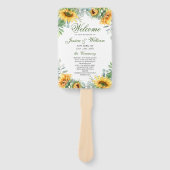 Elegant Zonnebloem Eucalyptus Huwelijksprogramma Handwaaier (Voorkant)