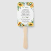 Elegant Zonnebloem Eucalyptus Huwelijksprogramma Handwaaier (Achterkant)