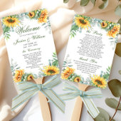 Elegant Zonnebloem Eucalyptus Huwelijksprogramma Handwaaier