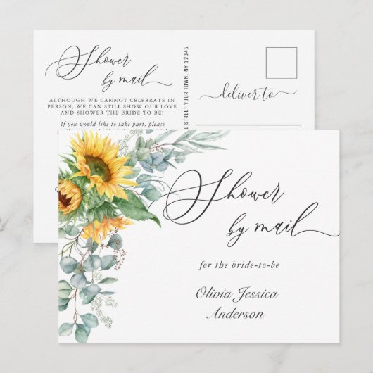 Elegant zonnebloem eucalyptus Vrijgezellenfeest pe Briefkaart (Voorkant / Achterkant)