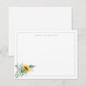 Elegant Zonnebloem groen gepersonaliseerd briefpap Notitiekaartje (Voorkant / Achterkant)