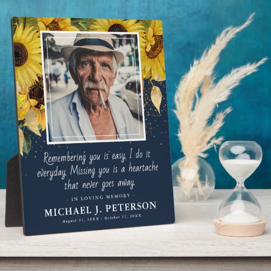 Elegant zonnebloem in liefhebbend geheugen Keepomw Fotoplaat (Zijkant)