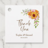 Elegant Zonnebloem Roos Bloemen Bruiloft Dank u Bedankjes Labels (Voorkant)