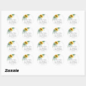 Elegant Zonnebloem Script Dank u Ronde Sticker (Vel)