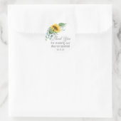 Elegant Zonnebloem Script Dank u Ronde Sticker (Tas)