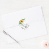 Elegant Zonnebloem Script Dank u Ronde Sticker (Envelop)