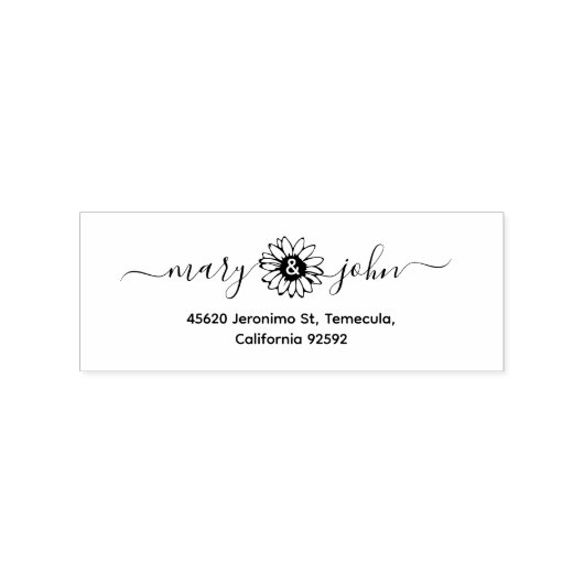 Elegant Zonnebloem Script Koppel Retouradres Rubberstempel (Afrduk)