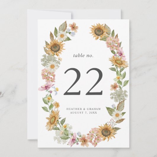 Elegant Zonnebloem Tafelnummer (Voorkant)