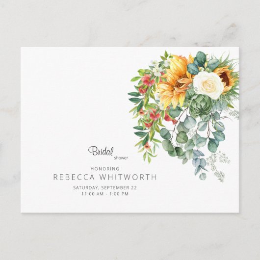 Elegant Zonnebloem Toscaans Vrijgezellenfeest Uitnodiging Briefkaart (Voorkant)