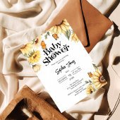 Elegant Zonnebloem & Vlinder Baby shower Kaart
