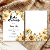 Elegant Zonnebloem & Vlinder Baby shower Kaart