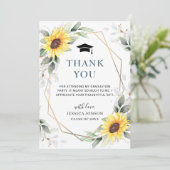 Elegant zonnebloemen Eucalyptus Rustisch Afstudere Bedankkaart (Staand voorkant)