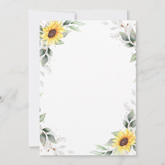 Elegant zonnebloemen Eucalyptus Rustisch Afstudere Bedankkaart (Achterkant)