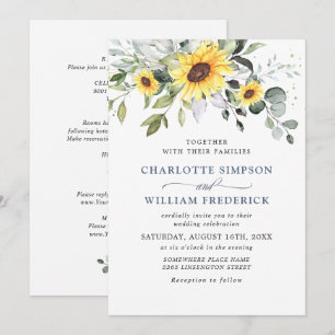 Elegant zonnebloemen Eucalyptus Weduwen in één Kaart