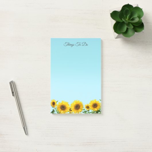 Elegant zonnebloemen op Sky Blue Dingen om post-i  Post-it® Notes (Kantoor)