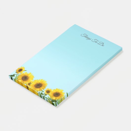 Elegant zonnebloemen op Sky Blue Dingen om post-i Post-it® Notes (Schuin)