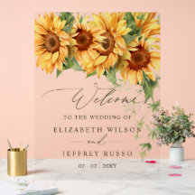 Elegant Zonnebloemen Tuin Bruilofts Welkom Bord