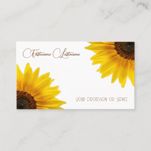 Elegant zonnebloemkalligrafie QR-code Visitekaartje (Voorkant)