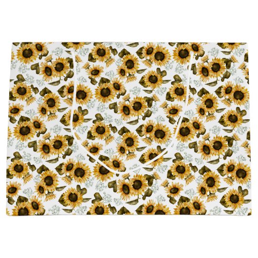 Elegant zonnebloempatroon groot cadeauzakje (Voorkant)
