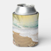 Elegant zonneschijn en blauw oceaanstrand blikjeskoeler (Blikje Voorkant)