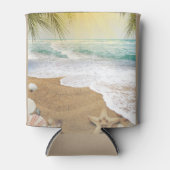 Elegant zonneschijn en blauw oceaanstrand blikjeskoeler (Voorkant)