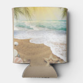 Elegant zonneschijn en blauw oceaanstrand blikjeskoeler (Achterkant)