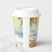 Elegant zonneschijn en blauw oceaanstrand papieren bekers (Rechts)