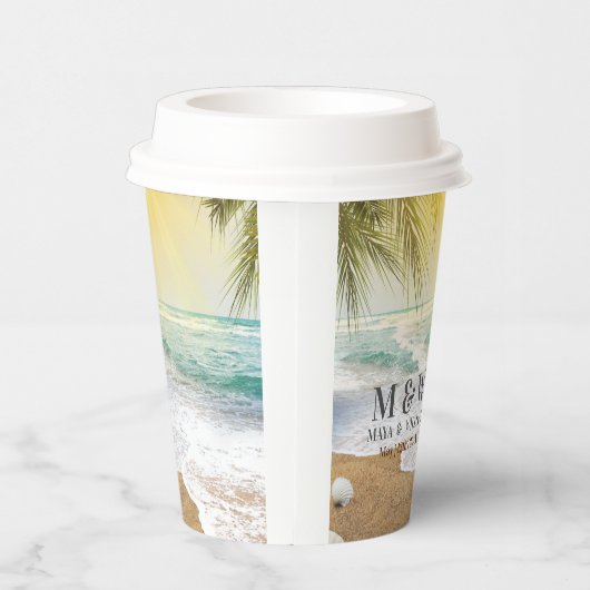 Elegant zonneschijn en blauw oceaanstrand papieren bekers (Rechts)