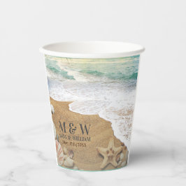 Elegant zonneschijn en blauw oceaanstrand papieren bekers