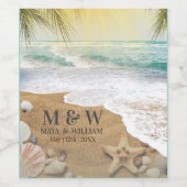 Elegant zonneschijn en blauw oceaanstrand wijn etiket (Enkel label)